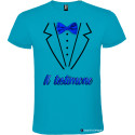 T-shirt per addio al celibato papillon stampato testimone elegante turchese