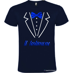 T-shirt per addio al celibato papillon stampato testimone elegante blu navy