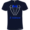 T-shirt per addio al celibato papillon stampato testimone elegante blu navy