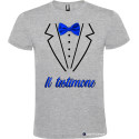 T-shirt per addio al celibato papillon stampato testimone elegante grigio