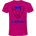 T-shirt per addio al celibato papillon stampato testimone elegante fucsia