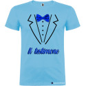 T-shirt per addio al celibato papillon stampato testimone elegante azzurro