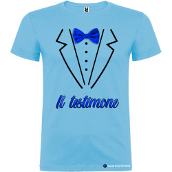 T-shirt per addio al celibato papillon stampato testimone elegante azzurro