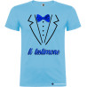 T-shirt per addio al celibato papillon stampato testimone elegante azzurro