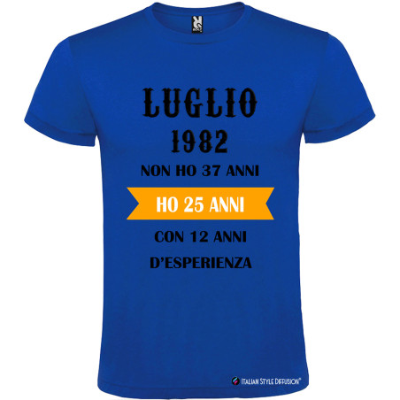 T-SHIRT PERSONALIZZATA ANNI DI ESPERIENZA COLORE BLU ROYAL