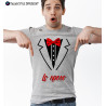Maglietta personalizzata per addio al celibato Sposo Elegante con papillon e camicia stampati