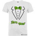 T-shirt personalizzate team sposo con papillon e camicia stampati bianco