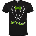 T-shirt personalizzate team sposo con papillon e camicia stampati nero