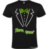 T-shirt personalizzate team sposo con papillon e camicia stampati nero