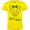 T-shirt personalizzate team sposo con papillon e camicia stampati giallo