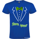 T-shirt personalizzate team sposo con papillon e camicia stampati blu elettrico