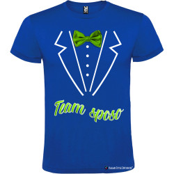 T-shirt personalizzate team sposo con papillon e camicia stampati blu elettrico