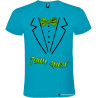 T-shirt personalizzate team sposo con papillon e camicia stampati celeste
