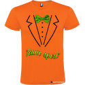 T-shirt personalizzate team sposo con papillon e camicia stampati arancio