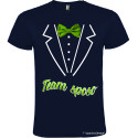 T-shirt personalizzate team sposo con papillon e camicia stampati blu scuro