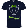 T-shirt personalizzate team sposo con papillon e camicia stampati blu scuro