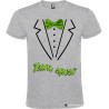 T-shirt personalizzate team sposo con papillon e camicia stampati grigio