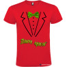 T-shirt personalizzate team sposo con papillon e camicia stampati rosso