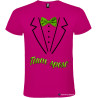 T-shirt personalizzate team sposo con papillon e camicia stampati rosa fucsia