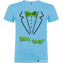 T-shirt personalizzate team sposo con papillon e camicia stampati azzurro
