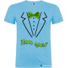 T-shirt personalizzate team sposo con papillon e camicia stampati azzurro
