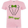 T-shirt personalizzate team sposo con papillon e camicia stampati rosa chiaro