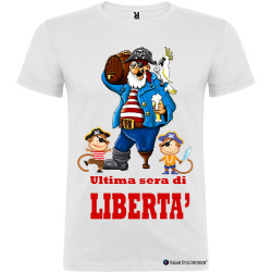 T-shirt personalizzata ultima sera di libertà per addio al celibato sposo pirata bianco