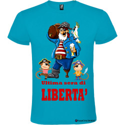 T-shirt personalizzata ultima sera di libertà per addio al celibato sposo pirata turchese