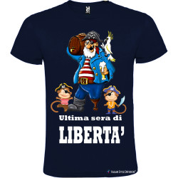 T-shirt personalizzata ultima sera di libertà per addio al celibato sposo pirata blu navy
