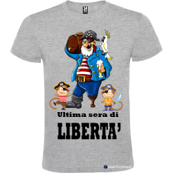 T-shirt personalizzata ultima sera di libertà per addio al celibato sposo pirata grigio