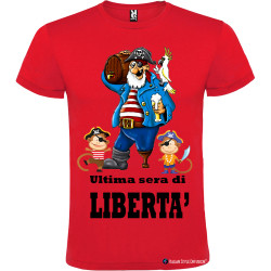 T-shirt personalizzata ultima sera di libertà per addio al celibato sposo pirata rosso