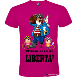 T-shirt personalizzata ultima sera di libertà per addio al celibato sposo pirata rosa fucsia