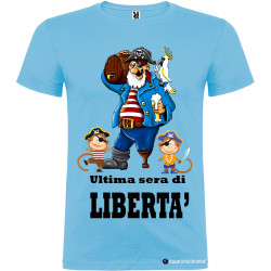 T-shirt personalizzata ultima sera di libertà per addio al celibato sposo pirata azzurro