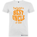 T-SHIRT PERSONALIZZATA WORLD'S BEST UNCLE ZIO MIGLIORE COLORE BIANCO