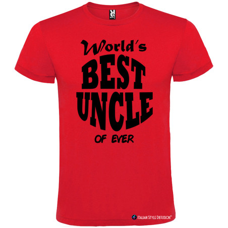 T-SHIRT PERSONALIZZATA WORLD'S BEST UNCLE ZIO MIGLIORE COLORE ROSSO