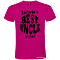 T-SHIRT PERSONALIZZATA WORLD'S BEST UNCLE ZIO MIGLIORE COLORE ROSA FUCSIA