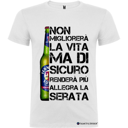 Maglietta personalizzata birra vita migliore Italian Style Diffusion® colore bianco