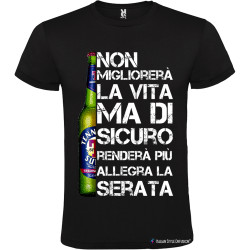 Maglietta personalizzata birra vita migliore Italian Style Diffusion® colore nero