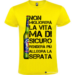 Maglietta personalizzata birra vita migliore Italian Style Diffusion® colore giallo