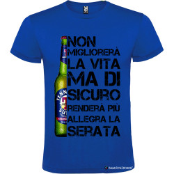 Maglietta personalizzata birra vita migliore Italian Style Diffusion® colore blu royal