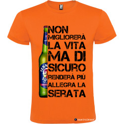 Maglietta personalizzata birra vita migliore Italian Style Diffusion® colore arancio