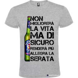 Maglietta personalizzata birra vita migliore Italian Style Diffusion® colore grigio