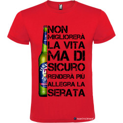 Maglietta personalizzata birra vita migliore Italian Style Diffusion® colore rosso