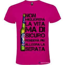 Maglietta personalizzata birra vita migliore Italian Style Diffusion® colore rosa fucsia