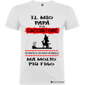T-shirt personalizzata il mio papà è un cacciatore ma molto più figo colore bianco