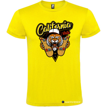 T-SHIRT PERSONALIZZATA TIGER TIGRE CALIFORNIA SKATE COLORE GIALLO