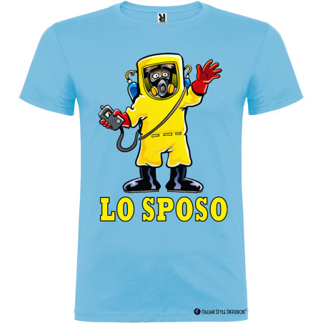 Maglietta personalizzata per lo sposo scienziato pazzo addio al celibato azzurro