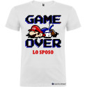 Maglietta personalizzata per addio al celibato Game Over bianco