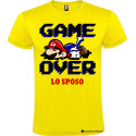 Maglietta personalizzata per addio al celibato Game Over giallo