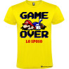 Maglietta personalizzata per addio al celibato Game Over giallo